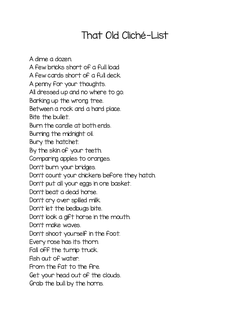 That Old Cliché: List