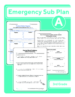 Third Grade Sub Plan (black and white): Day 1