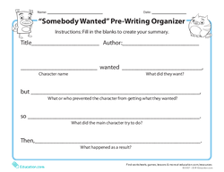 "Somebody Wanted" Prewriting Organizer