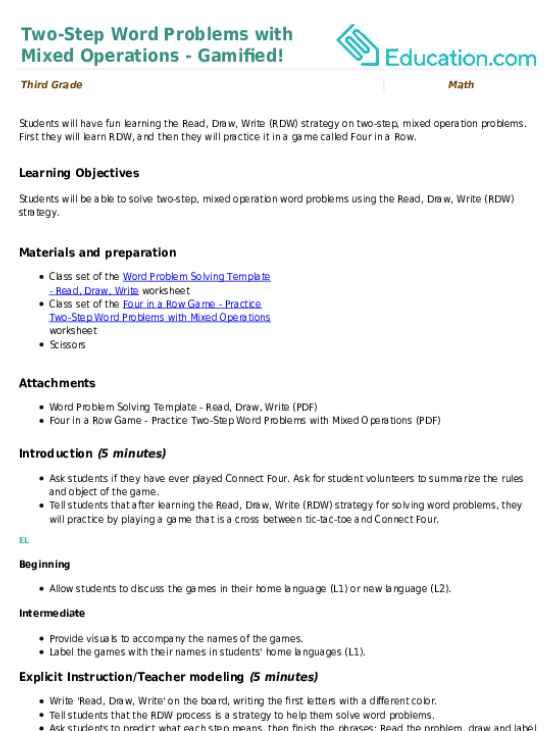 Two-Step Word Problems with Mixed Operations - Gamified!