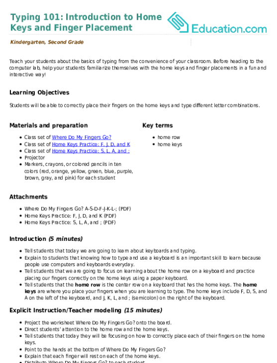 Typing 101: Introduction to Home Keys and Finger Placement