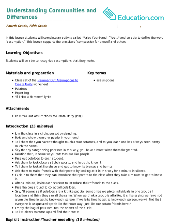 Understanding Communities and Differences