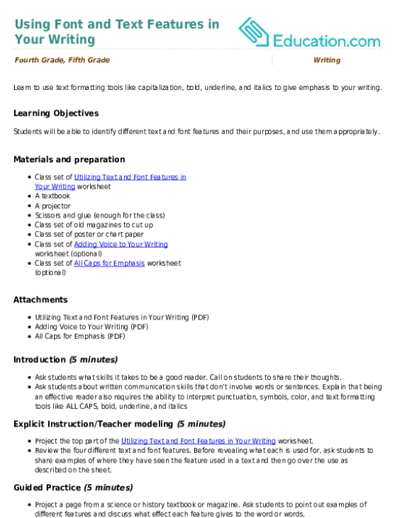 Using Font and Text Features in Your Writing