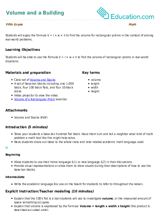 Volume and a Building