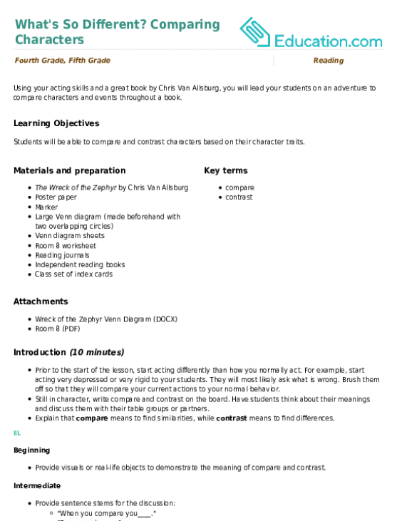 What's So Different? Comparing Characters