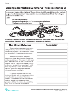 Writing a Nonfiction Summary: The Mimic Octopus