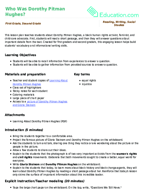 Who Was Dorothy Pitman Hughes?