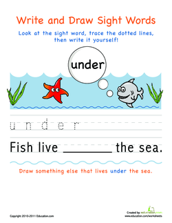 Write and Draw Sight Words: Under