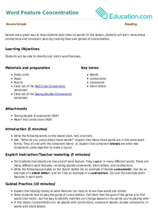 Word Feature Concentration