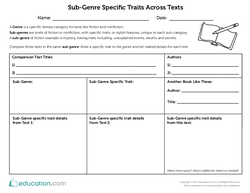 Sub-Genre Specific Traits Across Texts