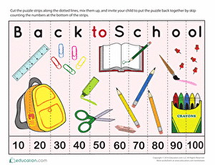 Back to School Skip Counting Puzzle