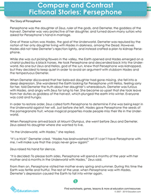 Compare and Contrast Fictional Stories: Persephone