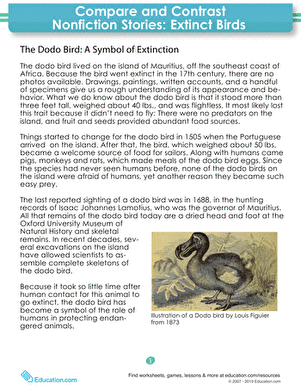 Compare and Contrast Nonfiction Stories: Extinct Birds