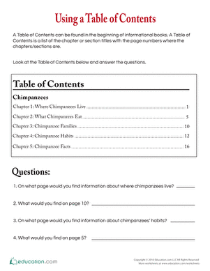 Using a Table of Contents