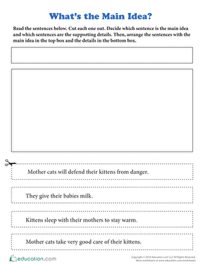 Cut and Paste the Main Idea: Mother Cats