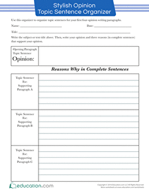 Stylish Opinion Topic Sentence Organizer