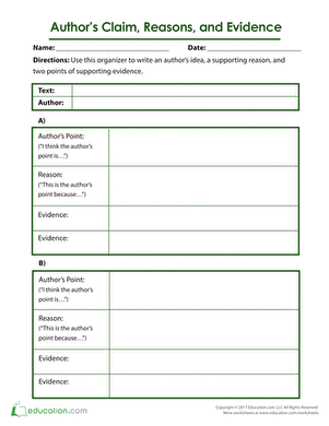 Author's Claim, Reasons, and Evidence