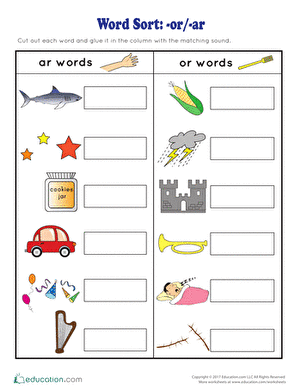 Word Sort: -oar/-ar