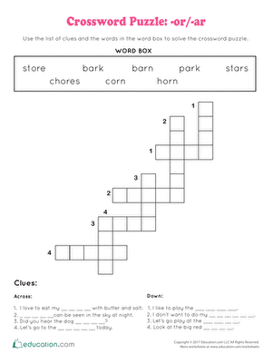 Crossword Puzzle: -or/-ar