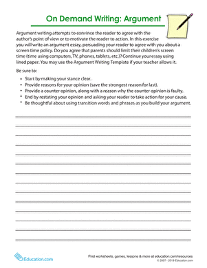 On Demand Writing: Argument