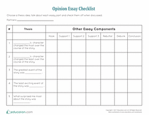 Opinion Essay Checklist