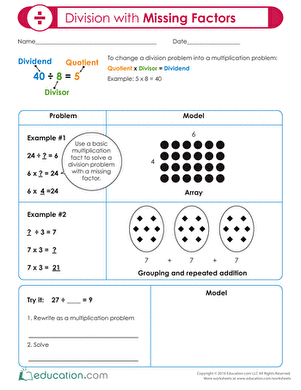 Division with Missing Factors