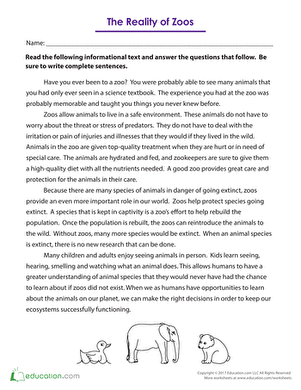 The Reality of Zoos: Nonfiction Text
