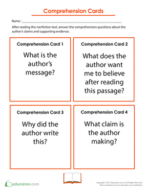 Comprehension Cards
