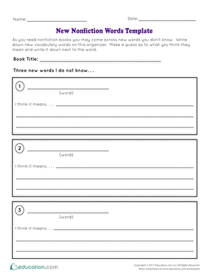 New Nonfiction Words Template
