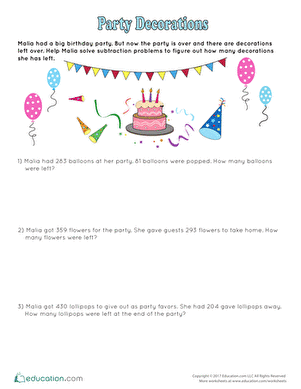 Subtraction: Party Decorations