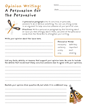 Opinion Writing: A Persuasion for the Persuasive