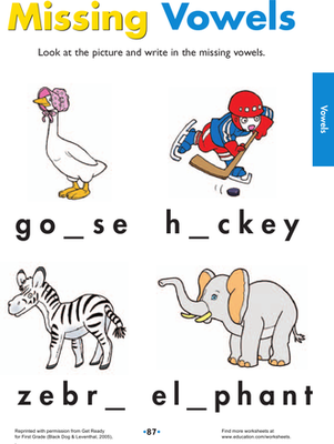 Missing Vowels: Practice Reading and Writing