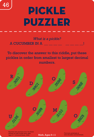 Dealing with Decimals: Pickle Puzzler