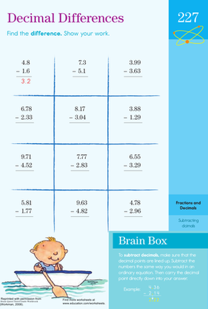 Subtracting with Decimals