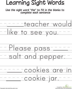 Learning Sight Words:
