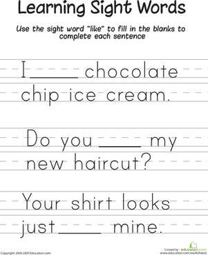 Learning Sight Words: