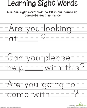 Learning Sight Words: "Me"