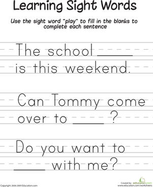 Learning Sight Words: