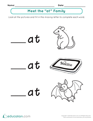 Word Families: Meet the "At" Family