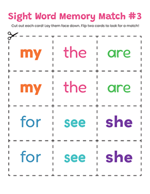 Sight Word Memory Match #3