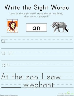 Write the Sight Words: "An"