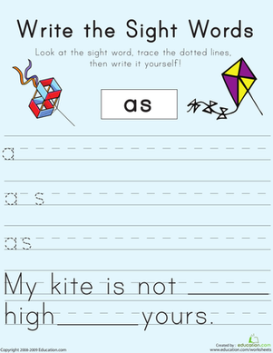 Write the Sight Words: "As"