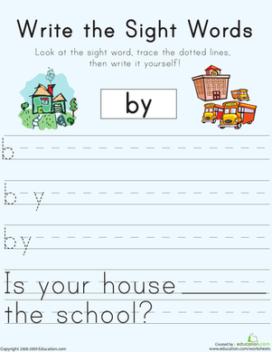 Write the Sight Words: "By"