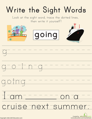 Write the Sight Words: 'Going'