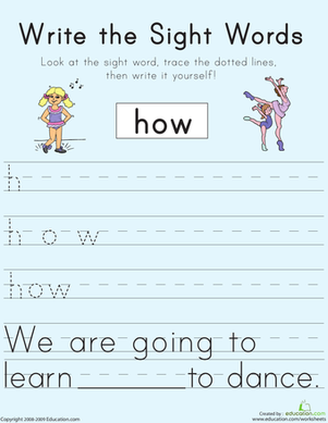 Write the Sight Words: 'How'