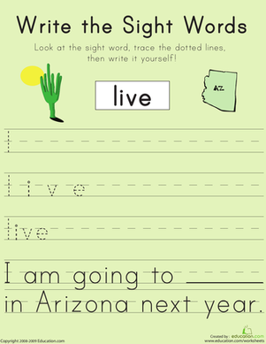 Write the Sight Words: "Live"