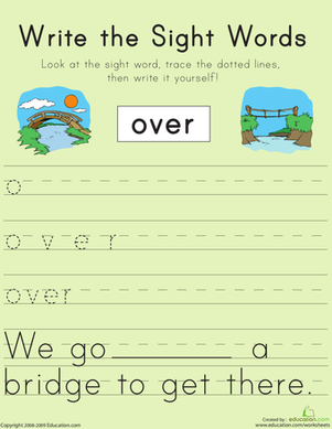 Write the Sight Words: 'Over'