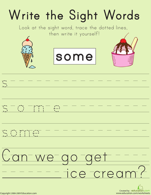 Write the Sight Words: "Some"