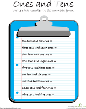 Reading Place Value: Ones and Tens