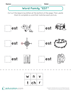 单词家庭练习:“Est”单词